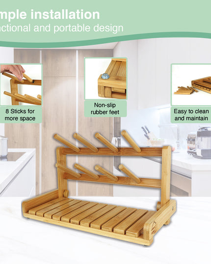 CARLA HOME Portable Bamboo Baby Bottle Drying Rack-1992735281127755779