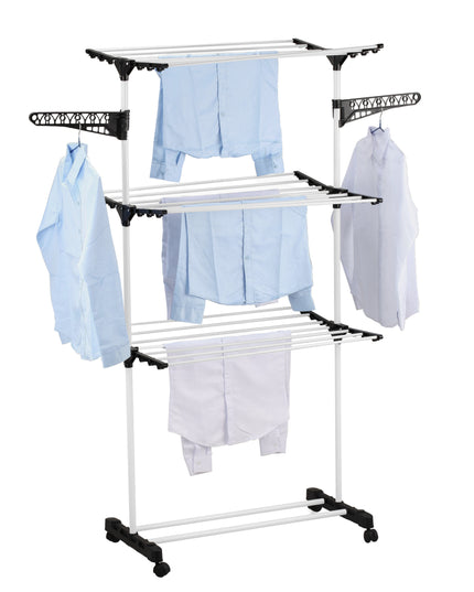 CARLA HOME Folding 3 Tier Clothes Laundry Drying Rack with Stainless Steel Tubes for Indoor & Outdoor Home-1992735292137803776