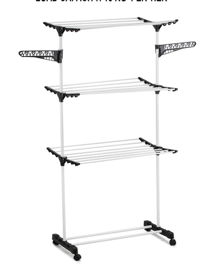 CARLA HOME Folding 3 Tier Clothes Laundry Drying Rack with Stainless Steel Tubes for Indoor & Outdoor Home-1992735292137803780