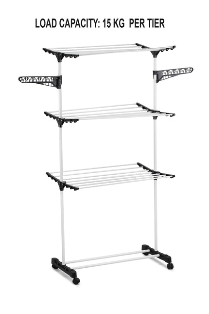 CARLA HOME Folding 3 Tier Clothes Laundry Drying Rack with Stainless Steel Tubes for Indoor & Outdoor Home-1992735292137803780