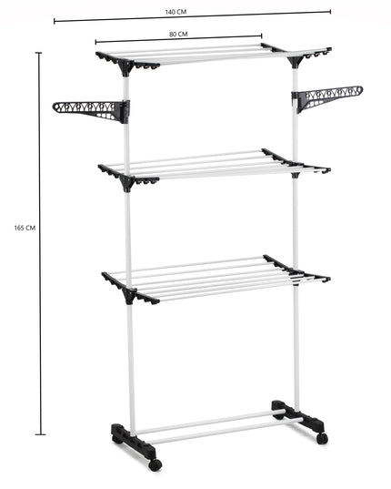 CARLA HOME Folding 3 Tier Clothes Laundry Drying Rack with Stainless Steel Tubes for Indoor & Outdoor Home-1992735292137803784