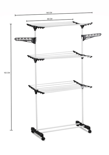CARLA HOME Folding 3 Tier Clothes Laundry Drying Rack with Stainless Steel Tubes for Indoor & Outdoor Home-1992735292137803784