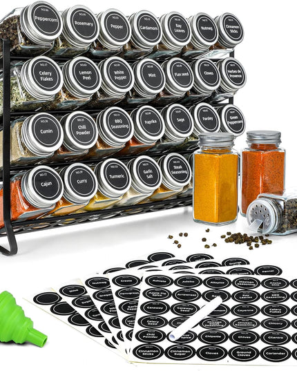 CARLA HOME Spice Rack organiser with 28 Spice Jars, Spice Labels, Funnel and Marker for Kitchen Countertop-1992735297644924928