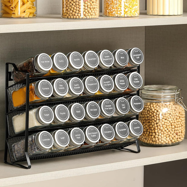 CARLA HOME Spice Rack organiser with 28 Spice Jars, Spice Labels, Funnel and Marker for Kitchen Countertop-1992735297644924929