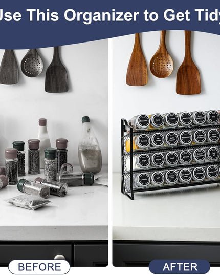 CARLA HOME Spice Rack organiser with 28 Spice Jars, Spice Labels, Funnel and Marker for Kitchen Countertop-1992735297644924930
