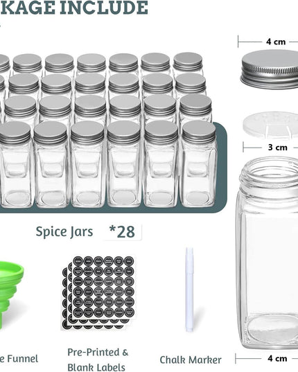 CARLA HOME Spice Rack organiser with 28 Spice Jars, Spice Labels, Funnel and Marker for Kitchen Countertop-1992735297644924932