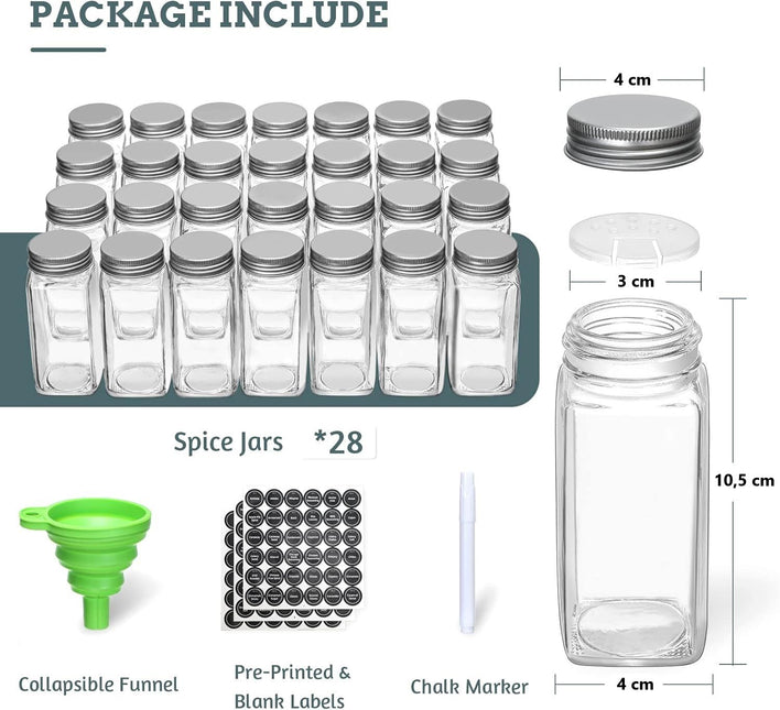 CARLA HOME Spice Rack organiser with 28 Spice Jars, Spice Labels, Funnel and Marker for Kitchen Countertop-1992735297644924932