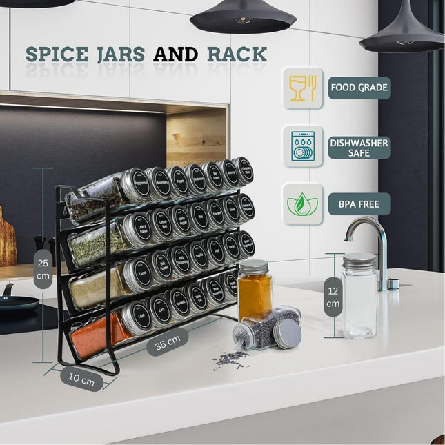 CARLA HOME Spice Rack organiser with 28 Spice Jars, Spice Labels, Funnel and Marker for Kitchen Countertop-1992735297644924933