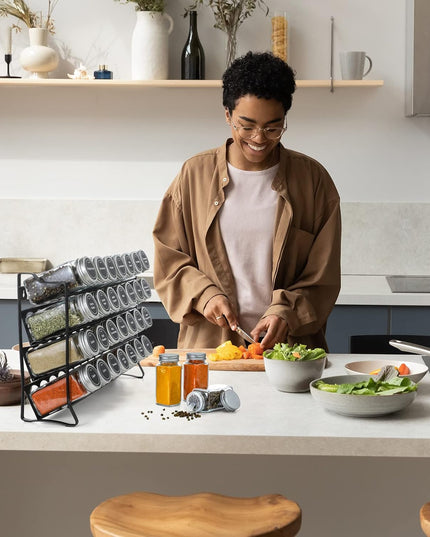 CARLA HOME Spice Rack organiser with 28 Spice Jars, Spice Labels, Funnel and Marker for Kitchen Countertop-1992735297644924935