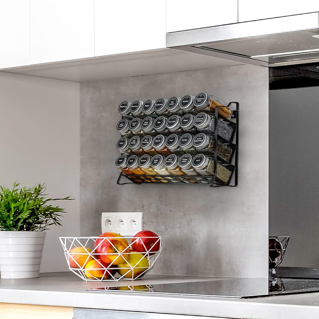 CARLA HOME Spice Rack organiser with 28 Spice Jars, Spice Labels, Funnel and Marker for Kitchen Countertop-1992735297644924936