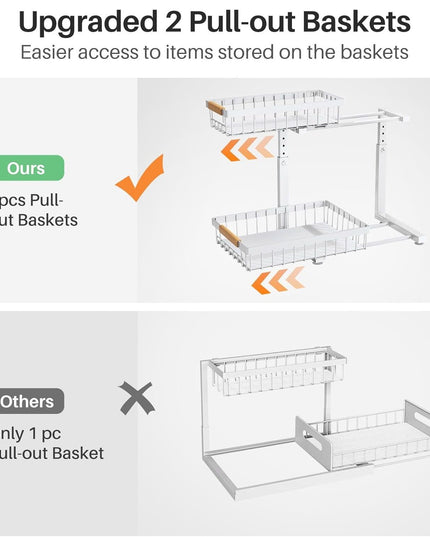 CARLA HOME 2-Tier Kitchen Under Sink Organiser Storage with Height Adjustable, Unique Slide Rail & Suction Cups for Storage-1992735299716911108