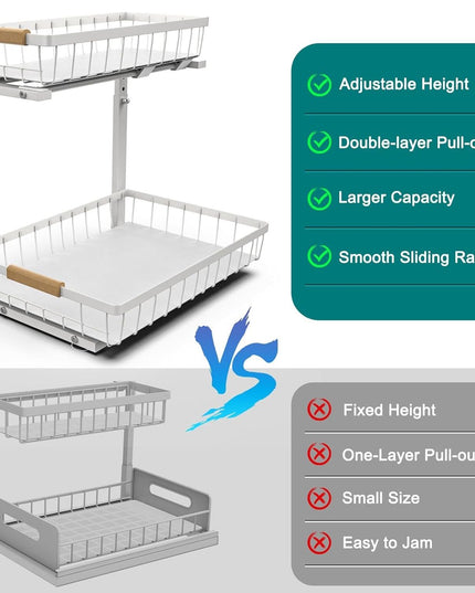 CARLA HOME 2-Tier Kitchen Under Sink Organiser Storage with Height Adjustable, Unique Slide Rail & Suction Cups for Storage-1992735299716911109