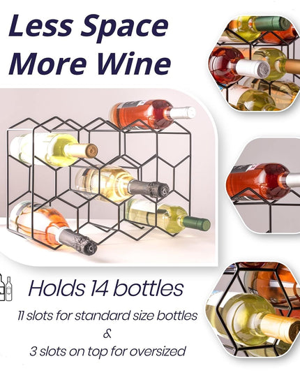 CARLA HOME 14 Bottle Freestanding Modern Metal Countertop Wine Rack Countertop-1992735284252512259