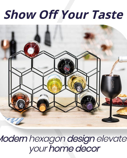 CARLA HOME 14 Bottle Freestanding Modern Metal Countertop Wine Rack Countertop-1992735284252512260