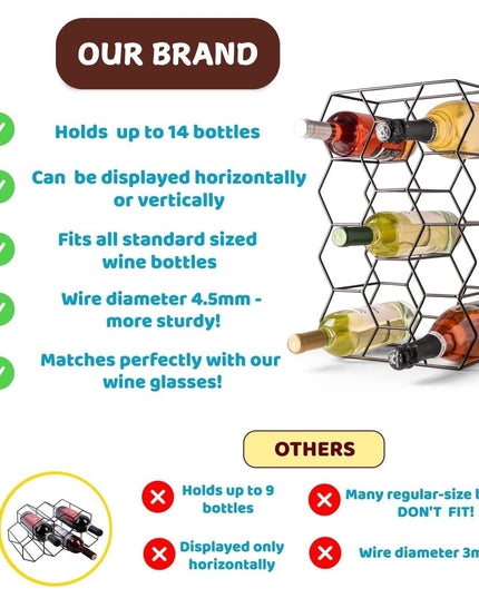 CARLA HOME 14 Bottle Freestanding Modern Metal Countertop Wine Rack Countertop-1992735284252512261