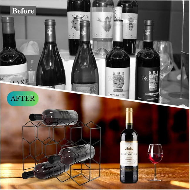 CARLA HOME 14 Bottle Freestanding Modern Metal Countertop Wine Rack Countertop-1992735284252512262