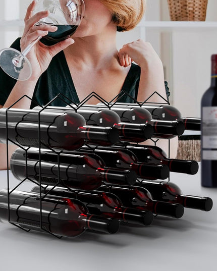 CARLA HOME 14 Bottle Freestanding Modern Metal Countertop Wine Rack Countertop-1992735284252512264