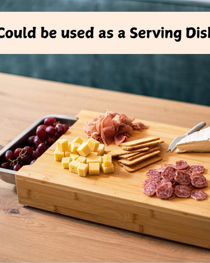 CARLA HOME Chopping Board with with 2 Organiser Stainless Steel Trays Containers-1992735287557623811