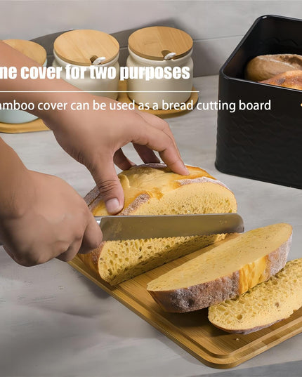 CARLA HOME Bread Bin with Bamboo Lid used as Chopping Board for Kitchen Countertop-1992735287352102914