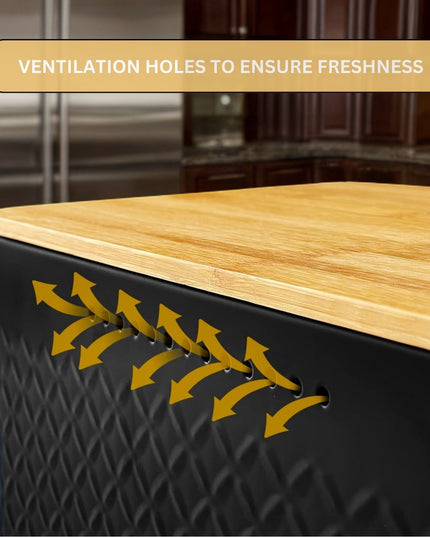 CARLA HOME Bread Bin with Bamboo Lid used as Chopping Board for Kitchen Countertop-1992735287352102915