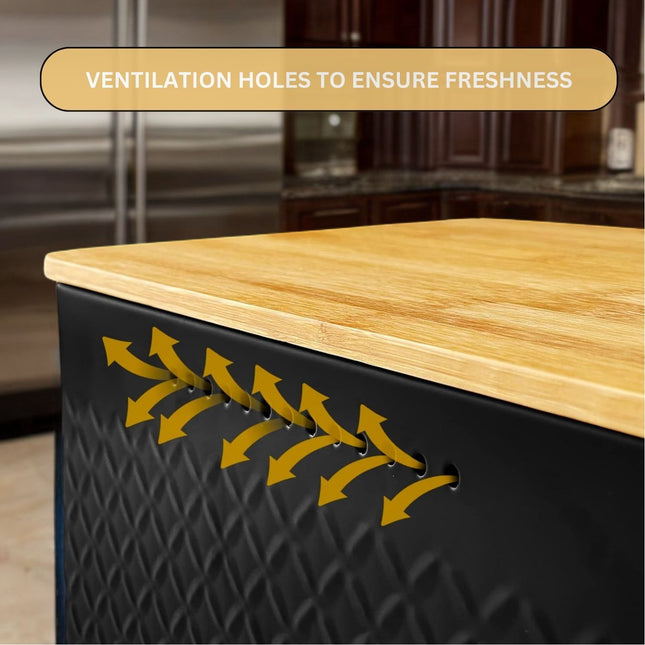 CARLA HOME Bread Bin with Bamboo Lid used as Chopping Board for Kitchen Countertop-1992735287352102915