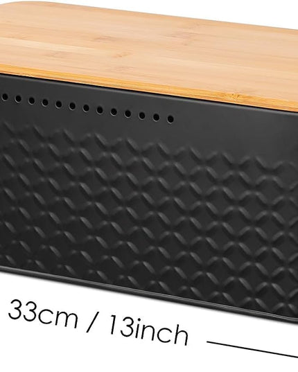 CARLA HOME Bread Bin with Bamboo Lid used as Chopping Board for Kitchen Countertop-1992735287352102919
