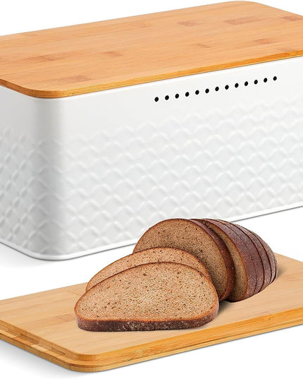 CARLA HOME Bread Bin with Bamboo Lid used as Chopping Board for Kitchen Countertop-1992735288803332096