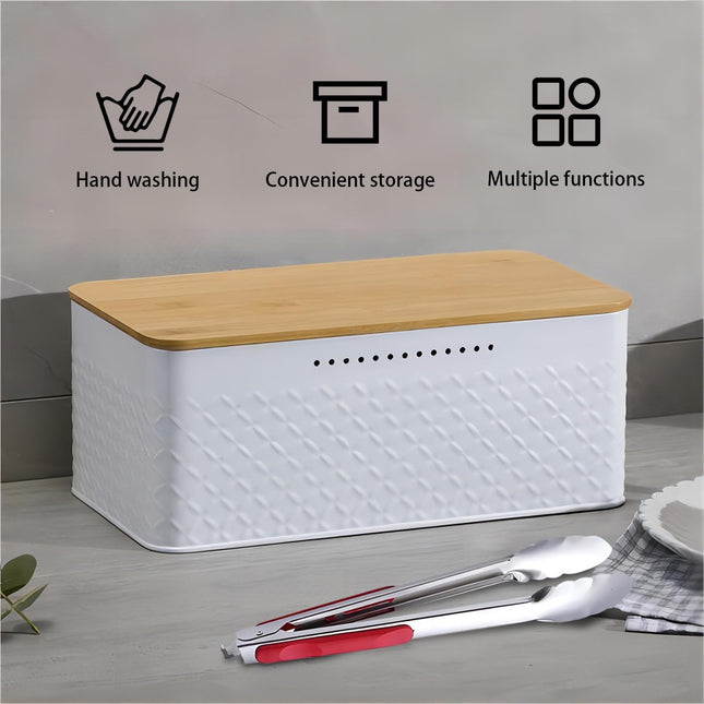 CARLA HOME Bread Bin with Bamboo Lid used as Chopping Board for Kitchen Countertop-1992735288803332104