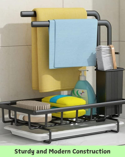 CARLA HOME Sink Caddy Sponge Holder with Drain Tray, Brush Holder & Dishcloth Holder for Kitchen-1992735287725395970