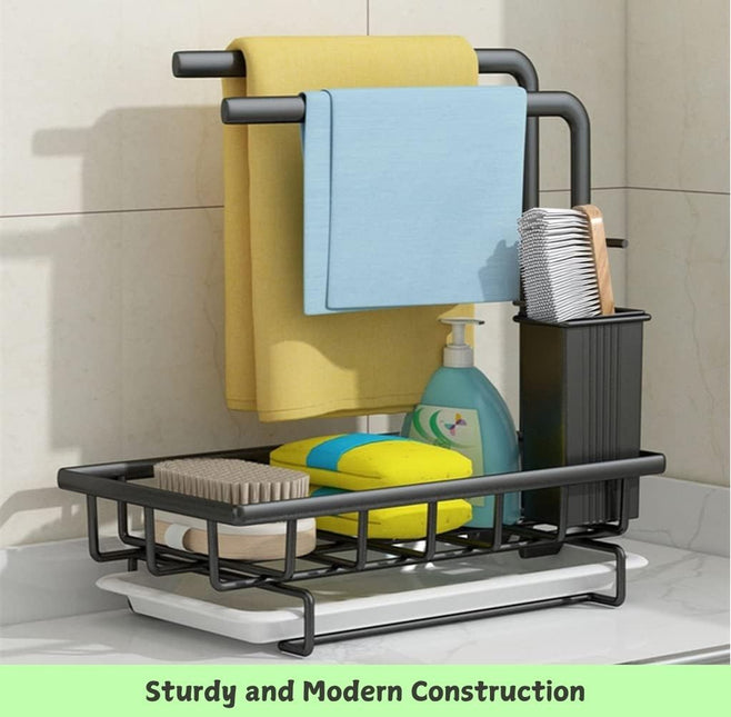 CARLA HOME Sink Caddy Sponge Holder with Drain Tray, Brush Holder & Dishcloth Holder for Kitchen-1992735287725395970