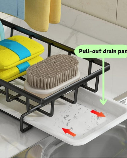 CARLA HOME Sink Caddy Sponge Holder with Drain Tray, Brush Holder & Dishcloth Holder for Kitchen-1992735287725395971