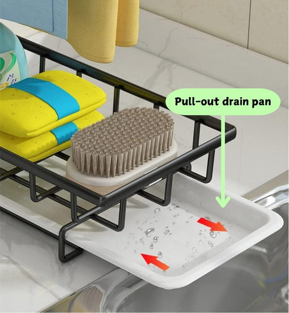 CARLA HOME Sink Caddy Sponge Holder with Drain Tray, Brush Holder & Dishcloth Holder for Kitchen-1992735287725395971