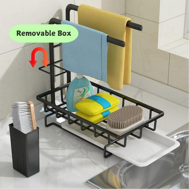 CARLA HOME Sink Caddy Sponge Holder with Drain Tray, Brush Holder & Dishcloth Holder for Kitchen-1992735287725395972