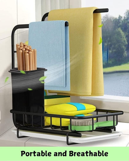 CARLA HOME Sink Caddy Sponge Holder with Drain Tray, Brush Holder & Dishcloth Holder for Kitchen-1992735287725395973