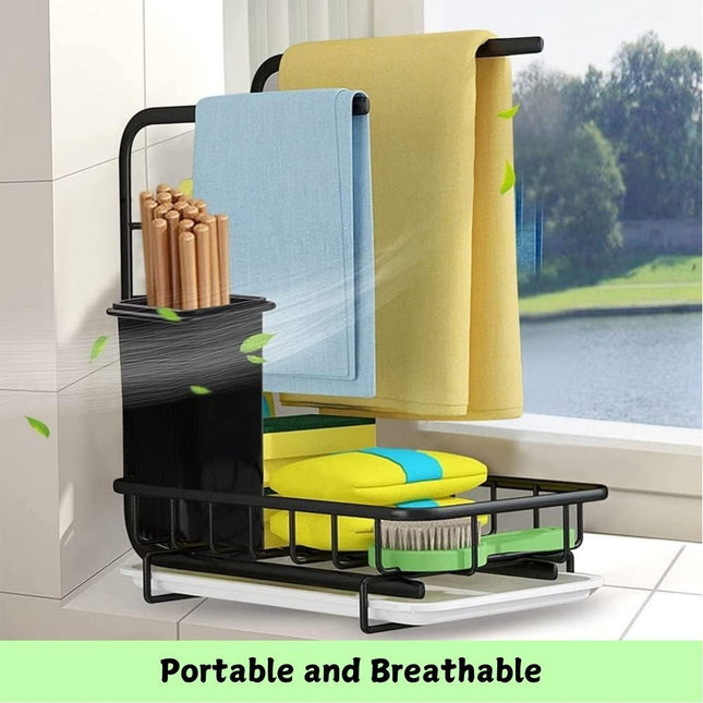 CARLA HOME Sink Caddy Sponge Holder with Drain Tray, Brush Holder & Dishcloth Holder for Kitchen-1992735287725395973