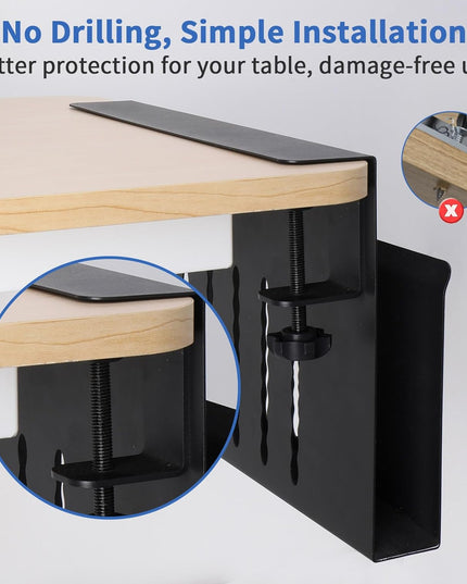 CARLA HOME Under Desk Side Laptop Holder Storage with No Drill Cable Management Tray and Pen Storage for Office and Home-1992735297477152769
