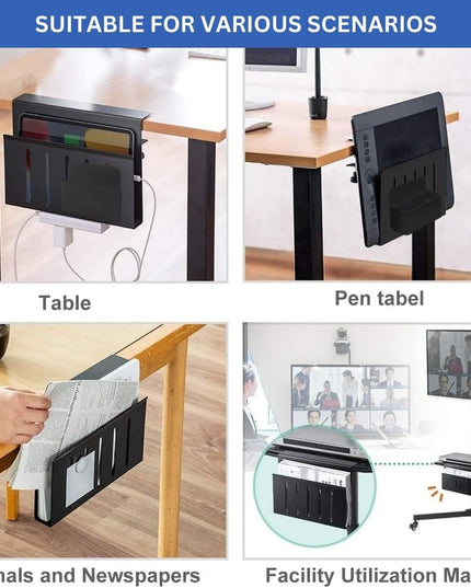 CARLA HOME Under Desk Side Laptop Holder Storage with No Drill Cable Management Tray and Pen Storage for Office and Home-1992735297477152771