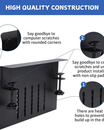 CARLA HOME Under Desk Side Laptop Holder Storage with No Drill Cable Management Tray and Pen Storage for Office and Home-1992735297477152773