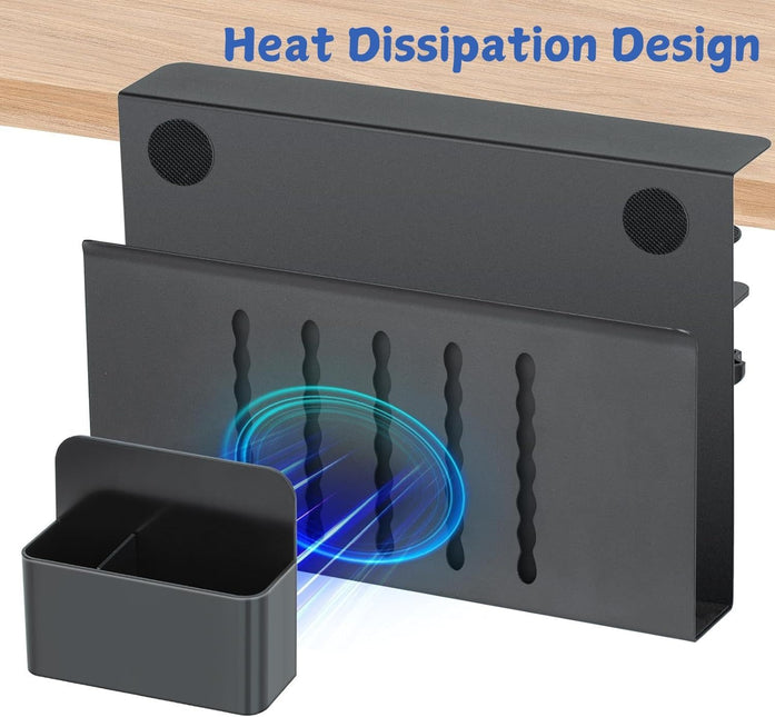 CARLA HOME Under Desk Side Laptop Holder Storage with No Drill Cable Management Tray and Pen Storage for Office and Home-1992735297477152774