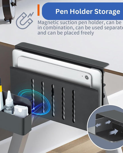 CARLA HOME Under Desk Side Laptop Holder Storage with No Drill Cable Management Tray and Pen Storage for Office and Home-1992735297477152775