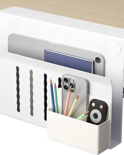 CARLA HOME Under Desk Side Laptop Holder Storage with No Drill Cable Management Tray and Pen Storage for Office and Home-1992735296592154624