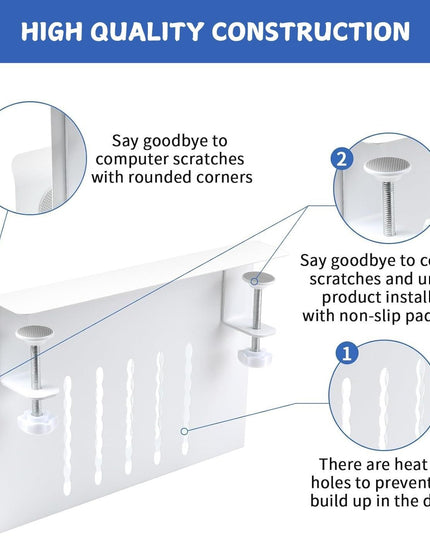 CARLA HOME Under Desk Side Laptop Holder Storage with No Drill Cable Management Tray and Pen Storage for Office and Home-1992735296592154629