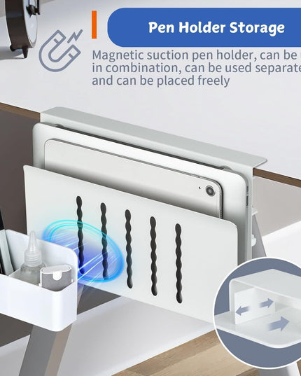 CARLA HOME Under Desk Side Laptop Holder Storage with No Drill Cable Management Tray and Pen Storage for Office and Home-1992735296592154631