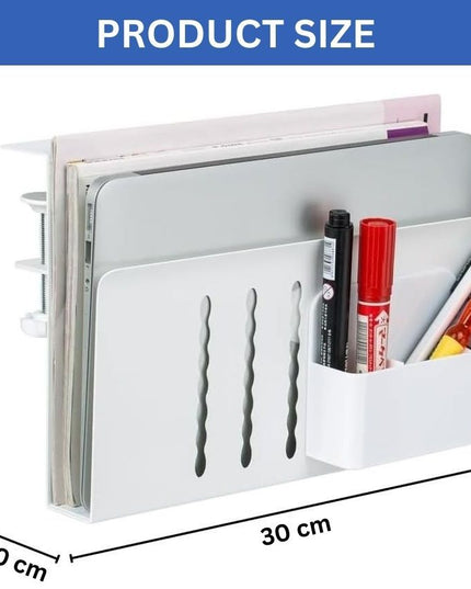 CARLA HOME Under Desk Side Laptop Holder Storage with No Drill Cable Management Tray and Pen Storage for Office and Home-1992735296592154632