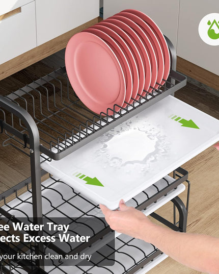 CARLA HOME Dish Drying Rack 3 Tier Large Capacity Kitchen Storage with Utensil and Cutting Board Holder-1992735288283238403