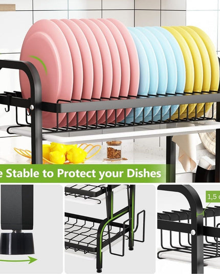 CARLA HOME Dish Drying Rack 3 Tier Large Capacity Kitchen Storage with Utensil and Cutting Board Holder-1992735288283238405