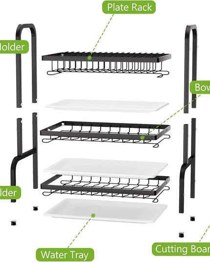 CARLA HOME Dish Drying Rack 3 Tier Large Capacity Kitchen Storage with Utensil and Cutting Board Holder-1992735288283238406