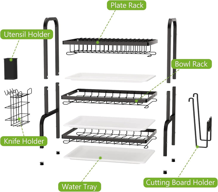 CARLA HOME Dish Drying Rack 3 Tier Large Capacity Kitchen Storage with Utensil and Cutting Board Holder-1992735288283238406