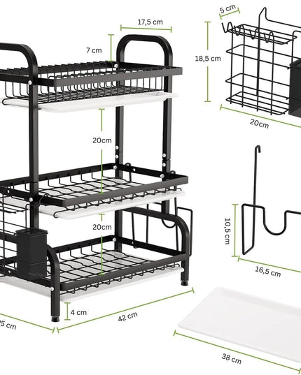 CARLA HOME Dish Drying Rack 3 Tier Large Capacity Kitchen Storage with Utensil and Cutting Board Holder-1992735288283238407