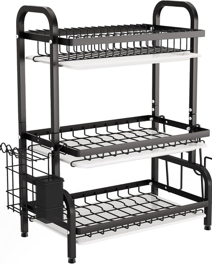 CARLA HOME Dish Drying Rack 3 Tier Large Capacity Kitchen Storage with Utensil and Cutting Board Holder-1992735288283238408